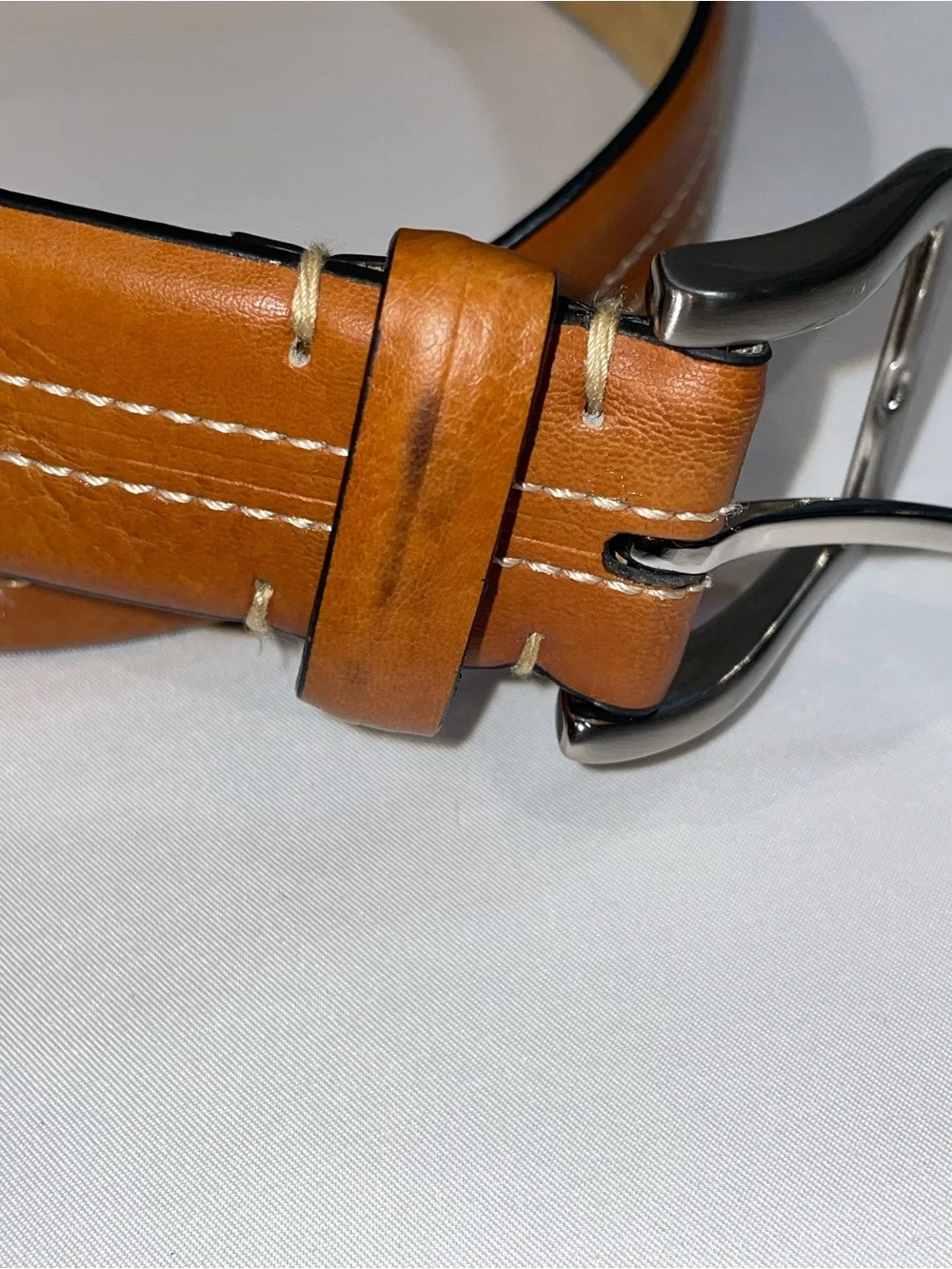 Tasso Elba Tan Leather Belt with Silver Buckle Size 34